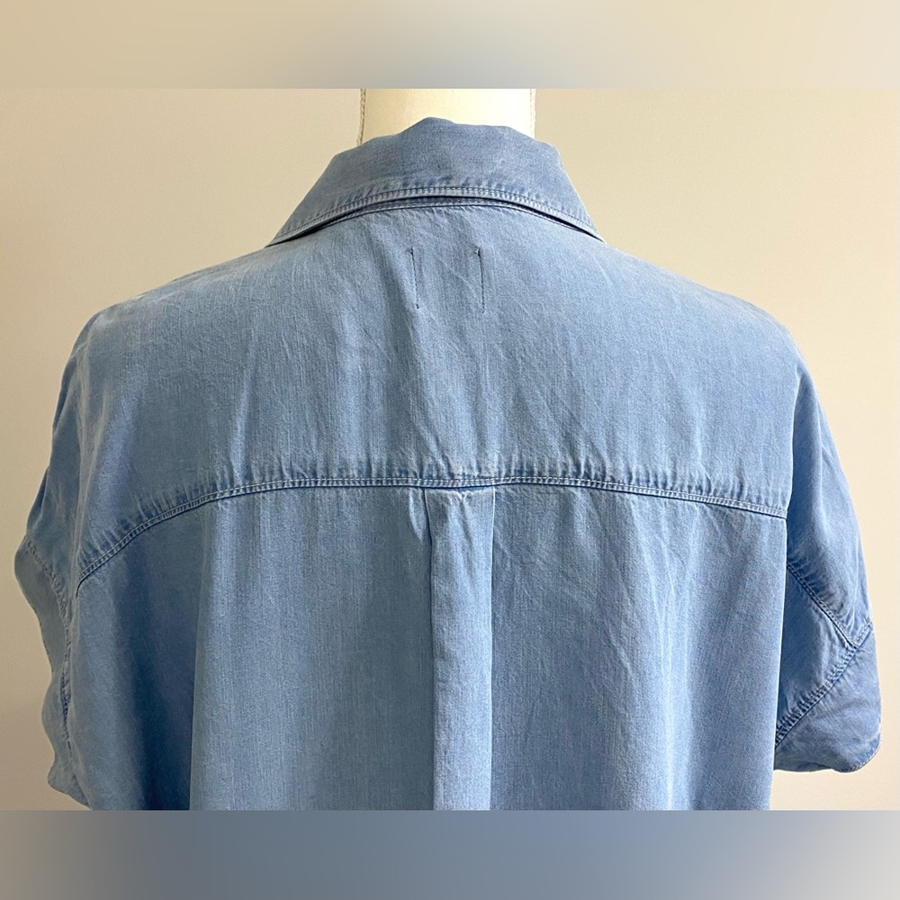 GAP Womens L Solid Blue Oversized Denim Top Boho 90s Minimalism Cottagecore - Picture 5 of 13